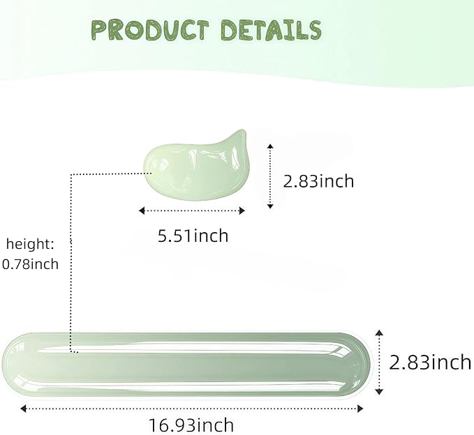 Gel Keyboard and Mouse Wrist Rest SetErgonomic Silicone Wrist Support for Typing Pain Relief Non-Slip Cooling Gel Pad for Office Computer Laptop Gaming 2-Pack(Gradient Green)