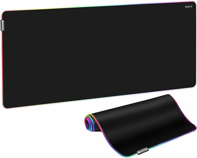 VIVO Extra Large 71 x 30 inch Full Size Desk Pad with RGB Lighting for Office Ambience and Immersive Gaming Oversized Mouse Pad Table Top Cover 12 Color Modes Non-Slip Base Black DESK-PAD72