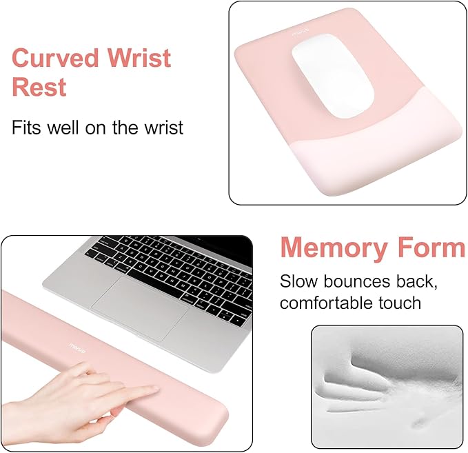 MOSISO Keyboard Mouse Pad Set Large Gaming Mouse Pad&ampRectangular Keyboard Wrist Rest&ampMousepad with Wrist Rest&ampCoaster Ergonomic Non-Slip&ampEasy Typing Pad with Curved Silicone Lining