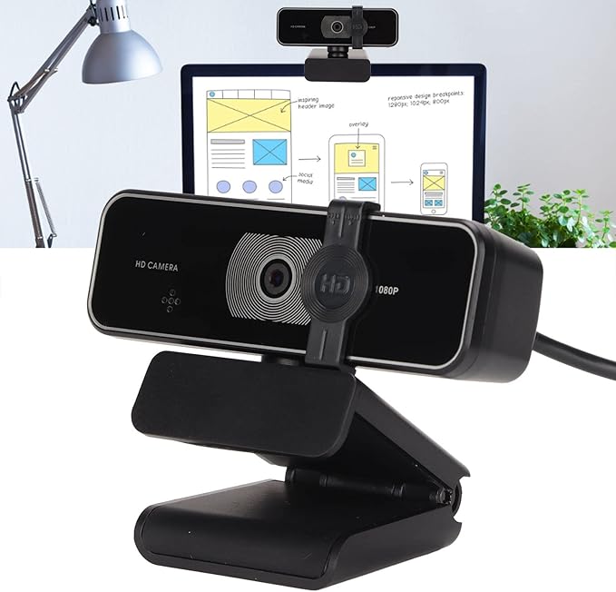 Webcam C 1080p USB Webcam with Rotatable 360° ible Stand Plug and Play PC C for Win10 Win7 Built in Phone