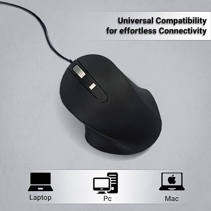 Matias Wired USB-A PBT Premium Computer Mouse Proven Performance Ergonomic Mouse Left Right Hand Use Home and Office Use Compatible for PC MacBook Chromebook Laptop Desktop - (Black)