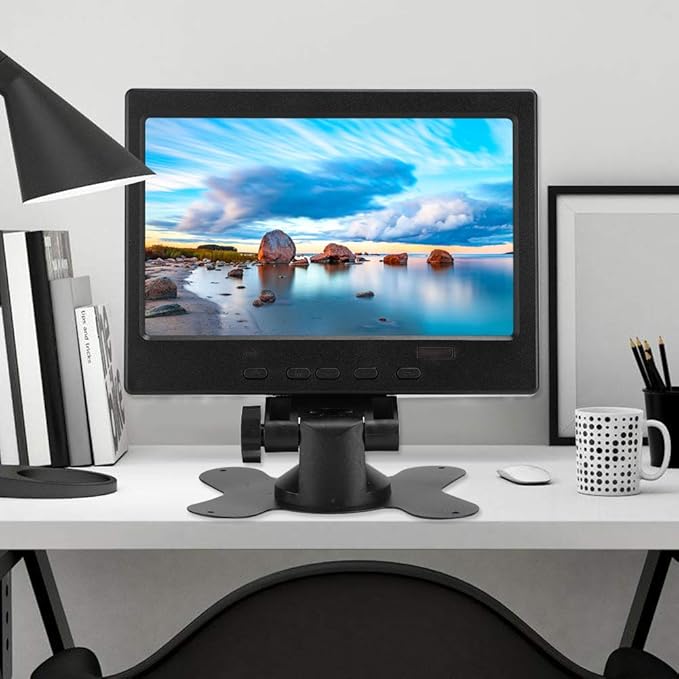 Hilitand 7 inch LCD Monitor 16:9 800:1 1024x600 250cd/m² LED Backlight Widescreen 1080P HD Monitor Mini Screen w/SpeakerSupport HDMI/VGA/AVfor/Car Display/CCTV(US)