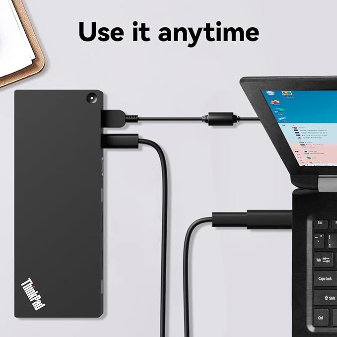ThinkPad 40AF0135 Universal Hybrid USB-C with USB-A Adapter Docking Station for Lenovo Laptops Dual Monitor Comes with ITSPWR HDMI 4K Cable + 50 Cable Ties