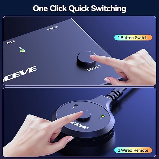 4K@144Hz KVM Switch 2 Monitors 2 Computers 8K@60Hz MLEEDA HDMI and Displayport Dual Monitor KVM Switch with 4 USB 3.0 Port for Keyboard Mouse Printer with Wired Remote Power Adapter and USB Cables