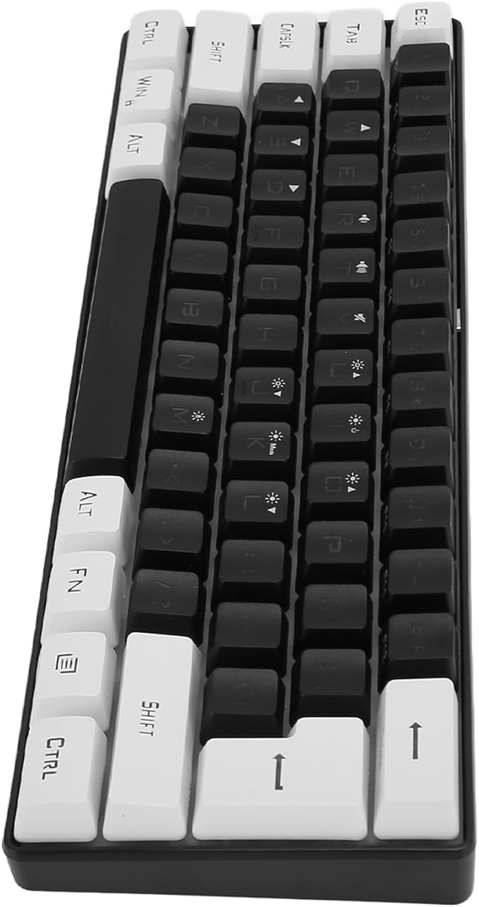 Wired Gaming Keyboard Small Compact 61 Keys Ergonomic Keyboard with LED Backlight for Office Business Travel Use (Black)