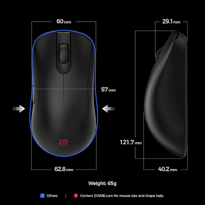 BenQ Zowie ZA13-DW 4K Wireless Mouse for Esports Sports Science 4K Enhanced Receiver 65g Symmetrical Driverless 3950 Sensor 4K Polling Rate
