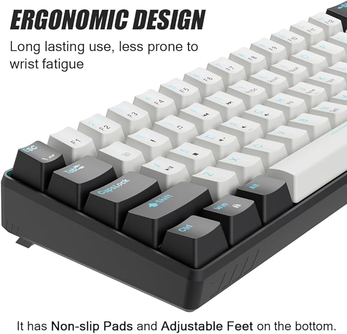 abucow 60% Mechanical Gaming Keyboard Brown Switch Wired Compact Keyboard Anti-Ghosting No-Conflict 61 Swappable keycaps Ergonomic Design for Windows/Mac
