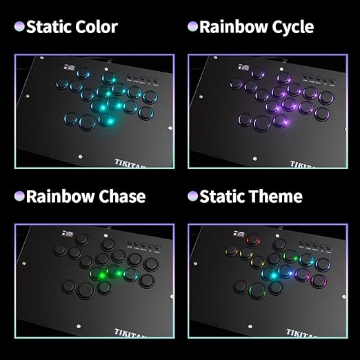 TIKITAKA Arcade Stick Deluxe16B All-Button Gamerfinger with Premium nylon keycaps &amp matte finish panel &amp Turbo FunctionsArcade Controller Street Fight for PC/Ps3/Ps4/Switch/Steam