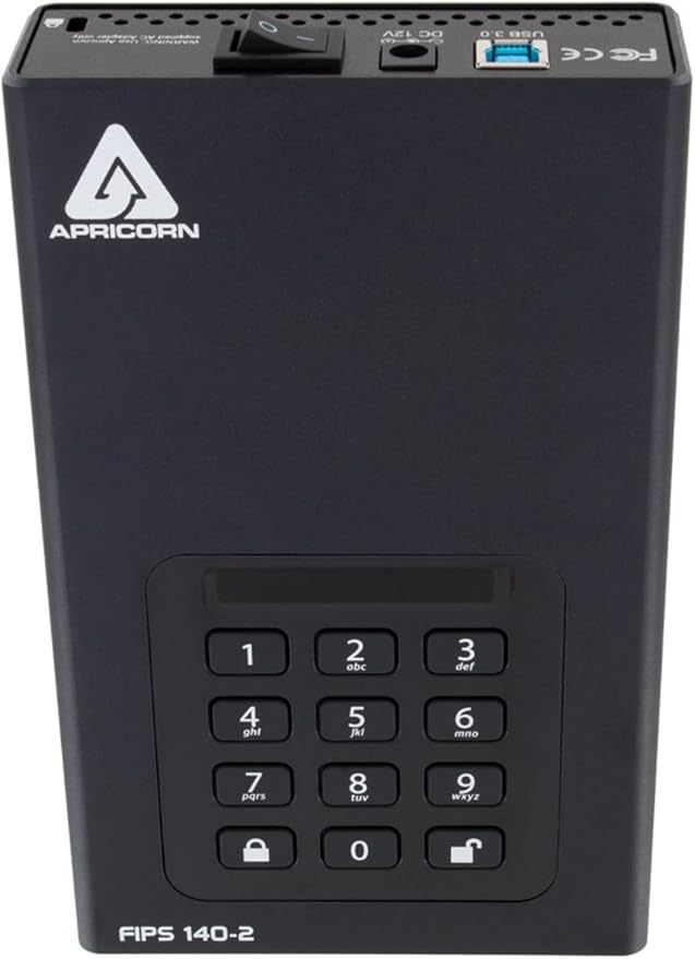 Apricorn 8TB Aegis Desktop Padlock FIPS 140-2 Validated 256-Bit Encrypted Hard Drive (ADT-3PL256F-8000)