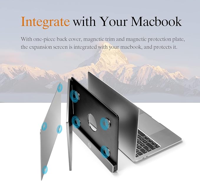 JoyReal Portable Monitor for Laptop Mac USB Dual Laptop Screen Extender 12'' FHD 1080P Second Travel Display for 14.2'' Mackbook Pro