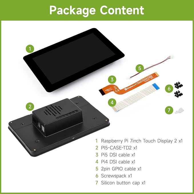 Waveshare Official 7inch Capacitive Touch Display Compatible with Raspberry Pi 720 × 1280 IPS DSI Interface 5-Point Touch Comes with Protective Case