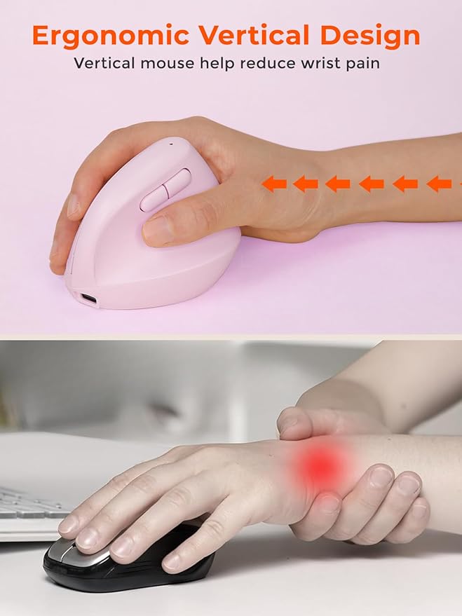 DAREU Ergonomic Vertical Wireless Mouse for Small Hands2.4GHz / BT Dual ModeOptical Vertical Mice with 64° Ergonomic DesignType-C Rechargeable Silent Click3 Device Connectivity for PC/Laptop