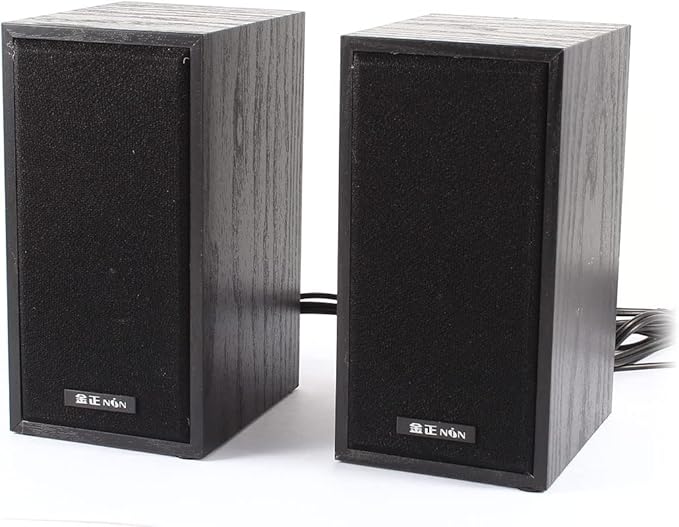 Pair Black Wood USB 2.0 3.5mm Stereo Mini Multimedia Speaker for Laptop PC (id: 832 61e 713 949 fe7