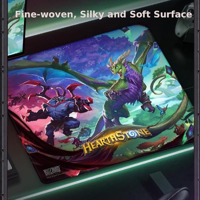 Blizzard Hearthstone Game Mouse Pad XL Size Apply to Gamer Office &amp Home Non-Slip Rubber Base Extended Desk Mat with Stitched Edge Smooth Stable &amp Durable 17.7 * 15.7Inch (Battlegrounds)