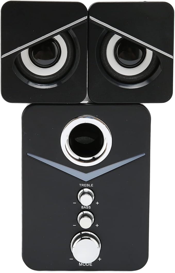 Computer Speakers 2.1 Channel Deep Bass Mini Desktop Speaker HiFi Stereo Computer Sound Bar RGB Home Speaker System for Wedding Party (Black)
