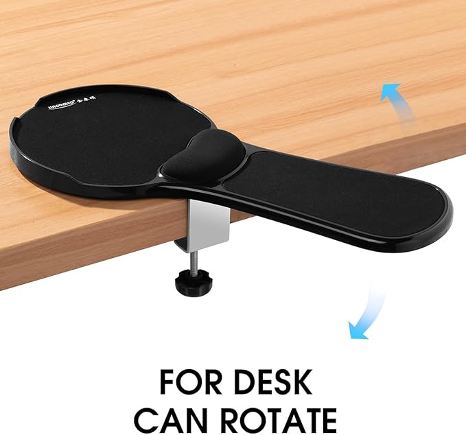 Omhuzsyo Upgraded Chair arm Mousepad Adjustable Chair arm Wrist Support pad for Table and Chair Elbow Computer Table Extender with Mouse Baffle to Prevent Falling Ergonomic Design (Plastic)