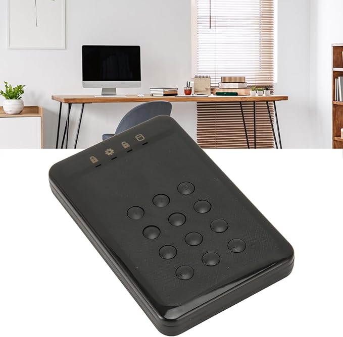 2.5 Inch USB3.0 Encrypted Hard Drive Enclosure Hardware Encrypted External HDD Case High Speed Data Transfer Secure PIN Access Supports up to 3TB and Desi