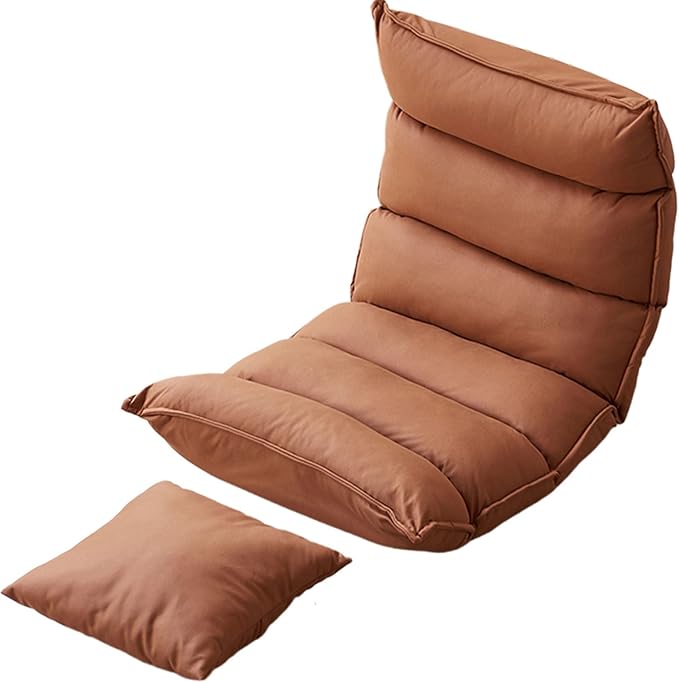 Single Sofa Chair Modern Floor Seat 5-Position Adjustable Backrest Freestanding Support Load Capacity 150kg for Living Room Bedroom Balcony Multi-Color(Brown)