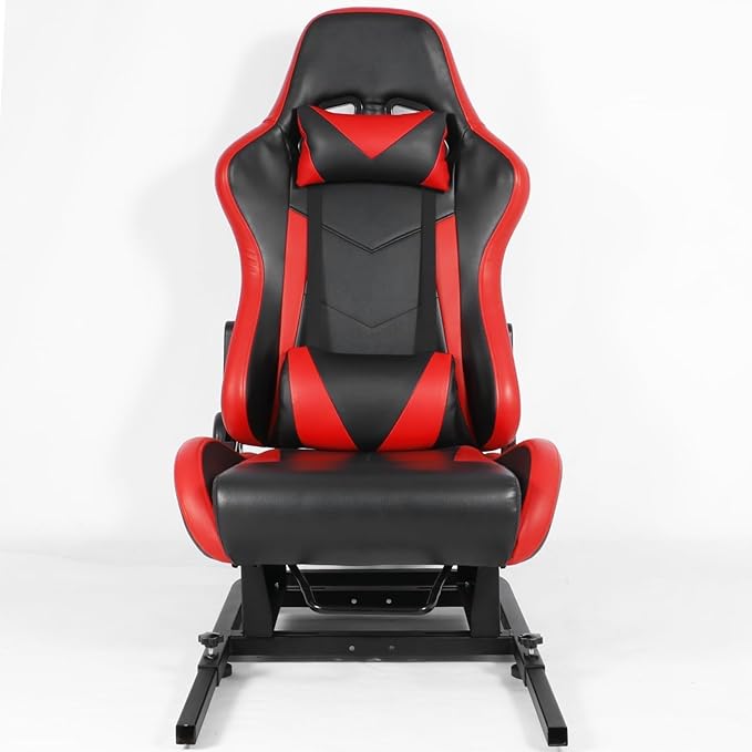 Anman Racing Simulator Cockpit Red Seat/Flight Sim Game Chair with Neck Pillow Lumbar and Matching Bottom Support BracketSeat Belt Drilling Support for DIY