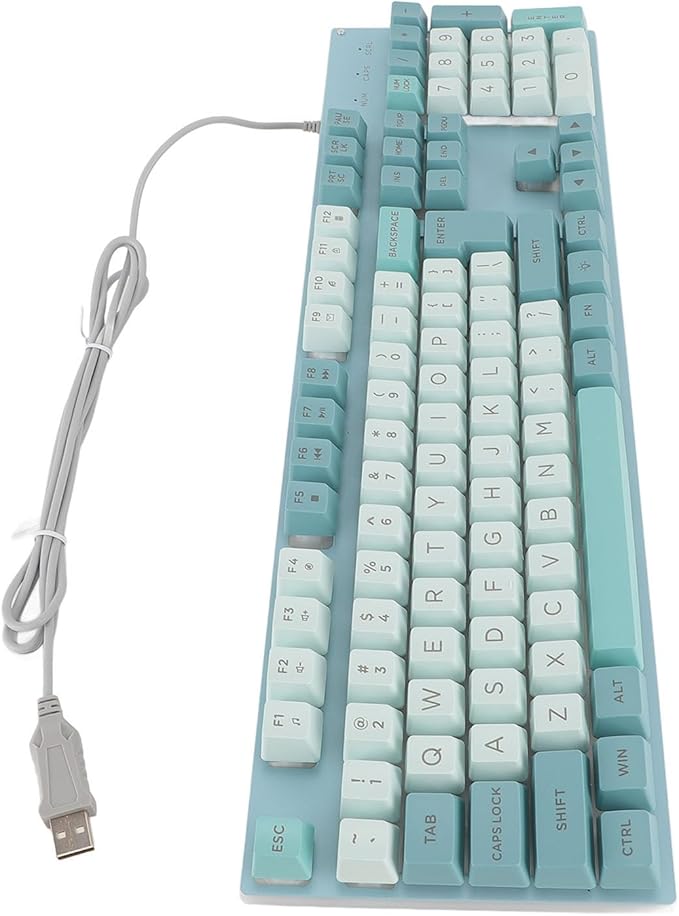 Sorandy Wired Mechanical Gaming Keyboard USB Lighted Full Size Large Keyboard with Backlit Rainbow Backlit for PC Laptop (Sky Bluish White)