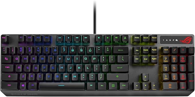 ASUS ROG Strix Scope RX Gaming Mechanical Keyboard Red Optical Switches USB 2.0 Passthrough 2X Wider Ctrl Key Aura Sync Armoury Crate RGB Lighting Black