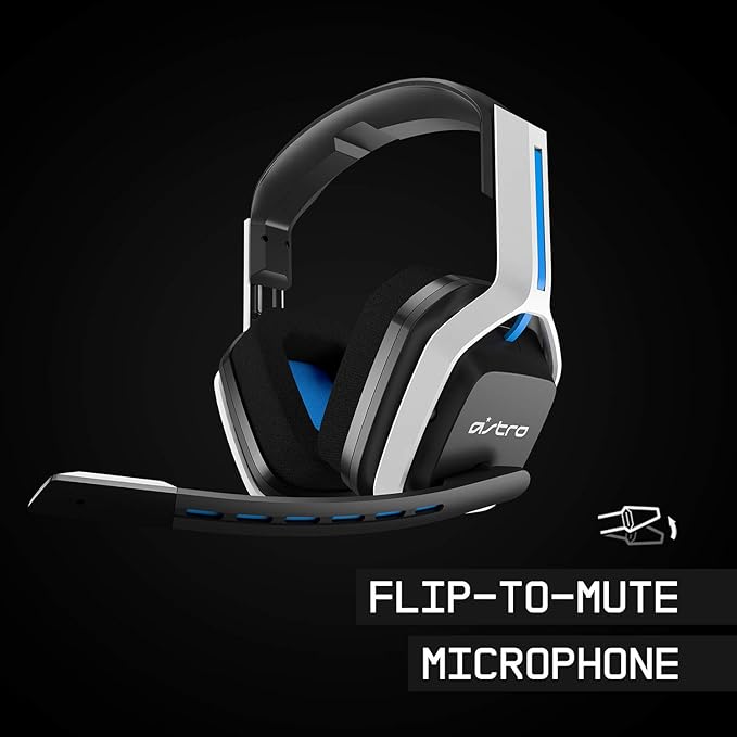 ASTRO Gaming A20 Wireless Headset Gen 2 - Compatible with PlayStation 4 &amp 5 / PC/Mac - White/Blue