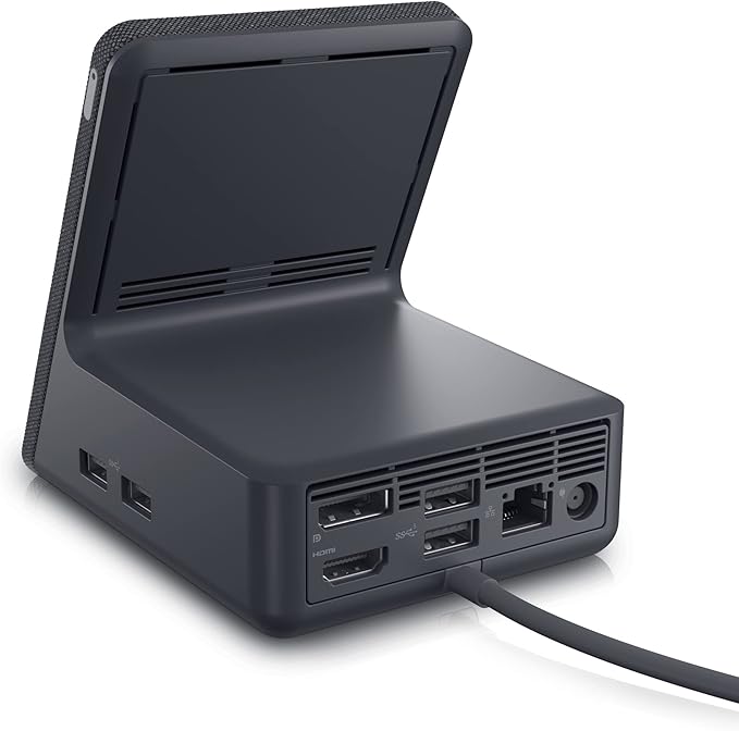 Dell Dual Charge Dock HD22Q - Fabric Wrapped Charging Stand Type-C Connector Qi Enabled Charging Wake-on-Dock Smartphone Rest Power Button LED - MagnetiteBlack