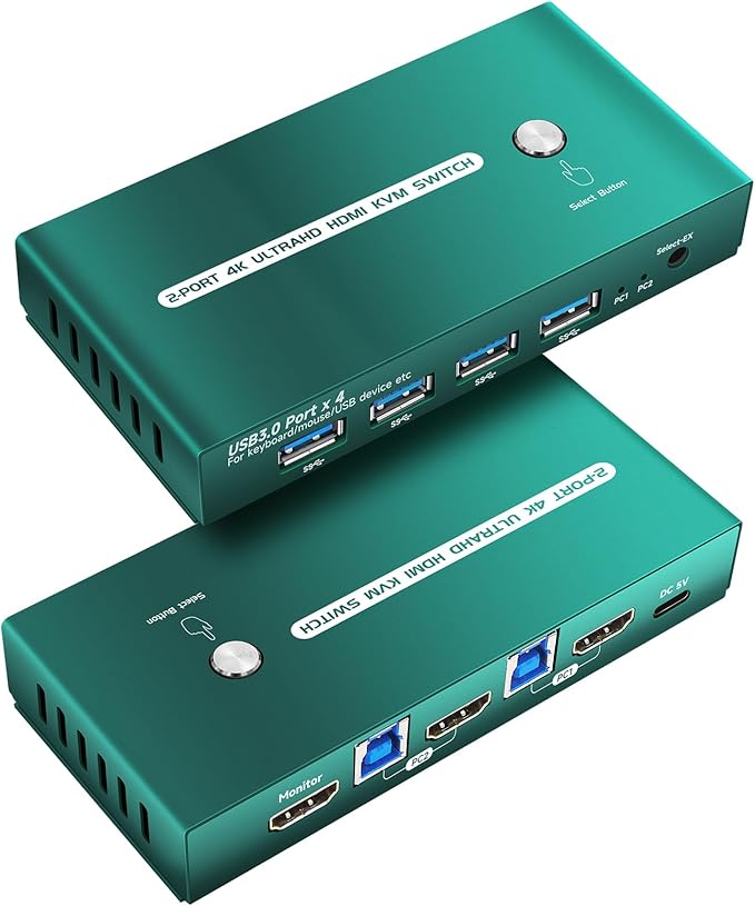 Kvm Switch 4 Monitors 2 Computers Displayport HDMI 4K 240Hz Hotkey Switching kvm Switches 4 Monitors 1440P 144Hz 165Hz 240hz Qual Monitor Switch displayport HDMI FreeSync G-SYNC (1 Monitor 2 PC)