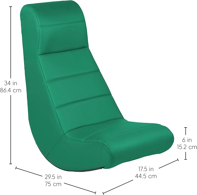 Factory Direct Partners Soft Ergonomic Horizontal Soft Floor Video Rocker - Cushioned Ground Chair Great for Reading Gaming or Watching TV for Kids Teens and Adults - Green 10489-GN