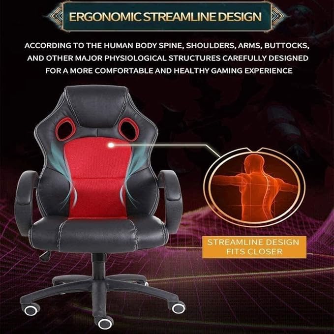 High Back Gaming Chair Ergonomic Racing Office Desk Chair with Lumbar Support and Adjustable Height