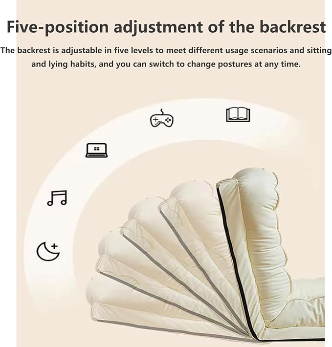 Folding Floor Chairs Video Gaming Chair for Adults Adjustable Chaise Lounge Indoor Padded Floor Seating with Back Support 5-Position Comfy Meditation Chair for Bed Dark Gray B-120 * 60CM
