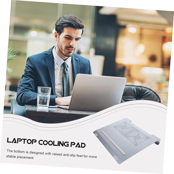 Laptop Cooling Pad Aluminum Alloy Stand with Quiet Fan for Notebooks to 17.3 Inch Ventilated Cooling Support for Home Office Use Gray
