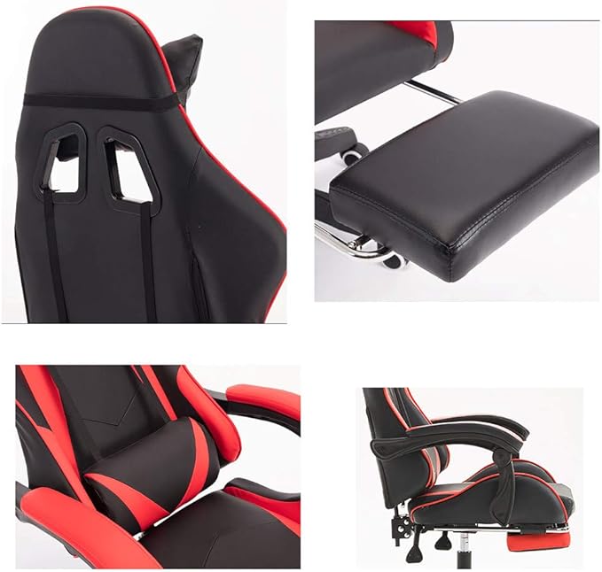 Gaming Chair with Footrest Swivel Chair with Ottoman Headrest and Lumbar Support E-Sports Swivel ChairWhite