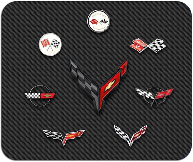 C1-C8 Corvette Generations Logo Mouse Pad - Non-Slip Desk Mat with Rubber Base for Home or Office Desktop - Officially Licensed by GM