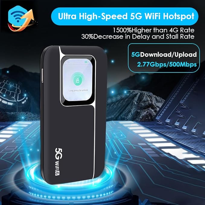 5G Band Router High Speed Mobile Hotspot 2.01 Inch Screen Portable Hotspot Mobile Hotspot Device for Travel Business Support Up to 16 Devices Large Touch Screen