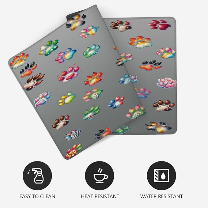 Large Cute Gray Paw Mouse Pad Waterproof Computer Extended Desk Protector Mat Non-Slip Rubber Base Mousepad for Office Computer Keyboard Laptop and Home Desk Mice Pad35.4x15.7 in