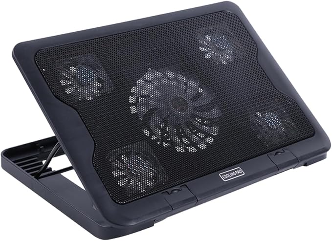Homoyoyo Laptop Cooling Pad with 5 Fans USB-Powered Adjustable Stand Anti-Skid Heatsink Cooling Base for Notebooks and Gaming Laptops