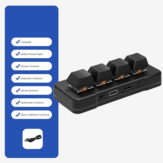 USB Macro Mechanical Gaming Keyboard Dual Mode Wired RGB Backlit Keyboard Compact Layout with Blue Switch and Multifunctional S Key for Computer Tablet Phone