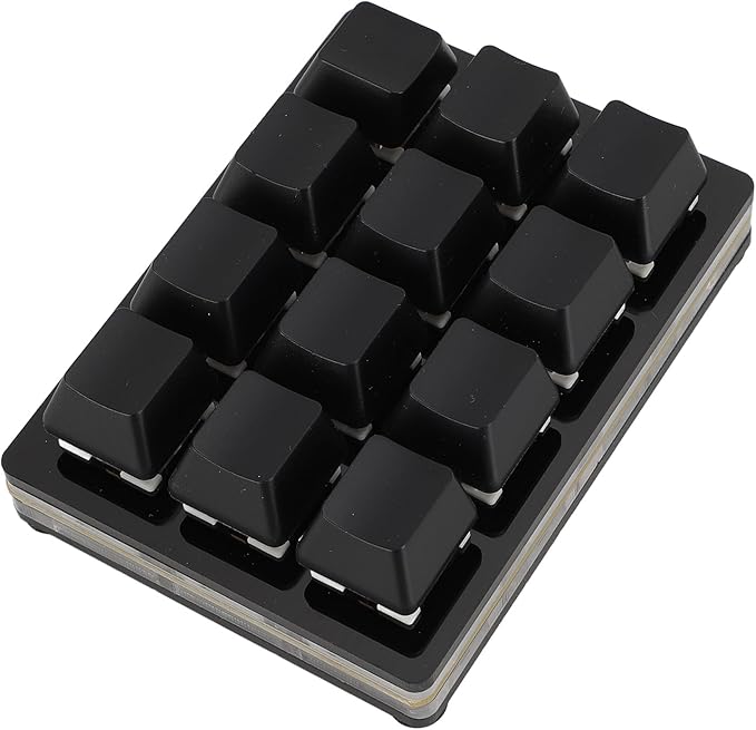 RGB Mini 12 Key Gaming Keyboard USB C Wired Macro Mechanical Keypad Red Switch Shortcut Custom Gaming Keyboard PC Keypad Key Board for Office Work Game (Black)