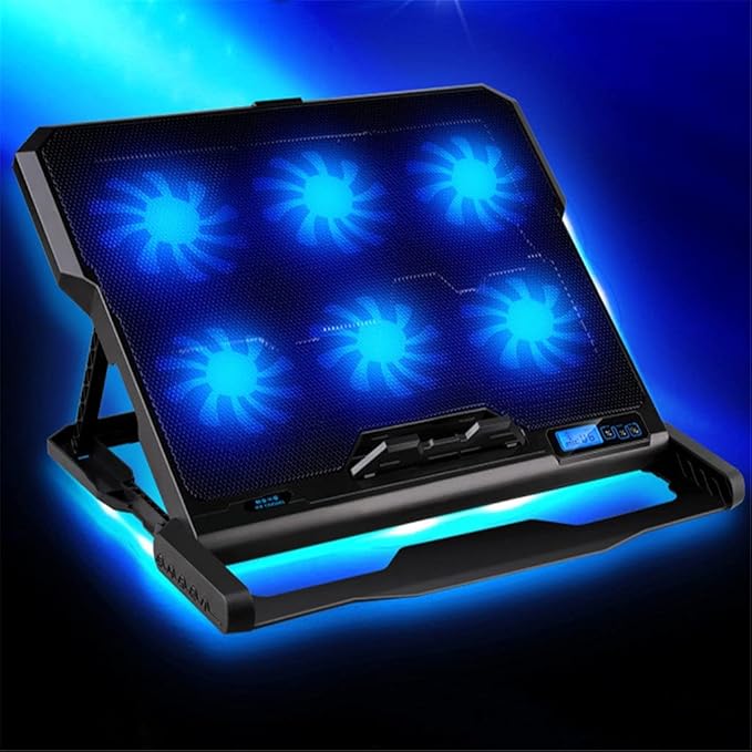 JSEIAJB Laptop Cooling Pad 6 Cooling Fans and Cooler with Light LCD Display Notebook Stand for 12-16 Inch