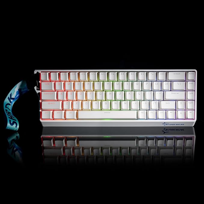 GK GAMAKAY x NaughShark NS68 Hall Effect Rapid Trigger Wireless Gaming Keyboard Bluetooth/USB-C/2.4GHz 8KHz Polling Rate 0.01mm RTOutemu Peach Crystal Magnetic Switch Keyboard (White-Shine Through)