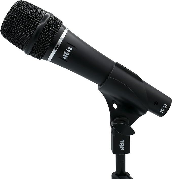 Heil PR 37 Dynamic Microphone for Live Sound Applications XLR Microphone for Live Music Wide Frequency Response Ultra-Clear Sound Superior Rear Noise Rejection and Durable Construction - Black