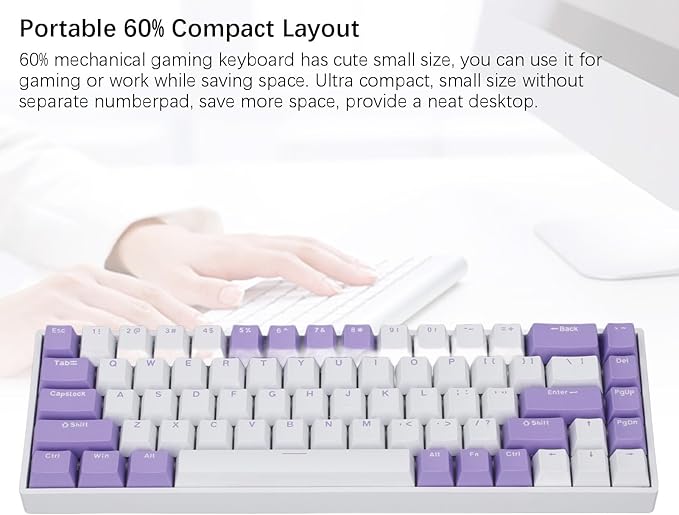 Yoidesu 68 Key Mechanical Keyboard RGB Backlit Gaming Keyboard 2.4Ghz Bluetooth and Type C Connection for Most PC Systems Android HarmonyOS 3000mAh Battery