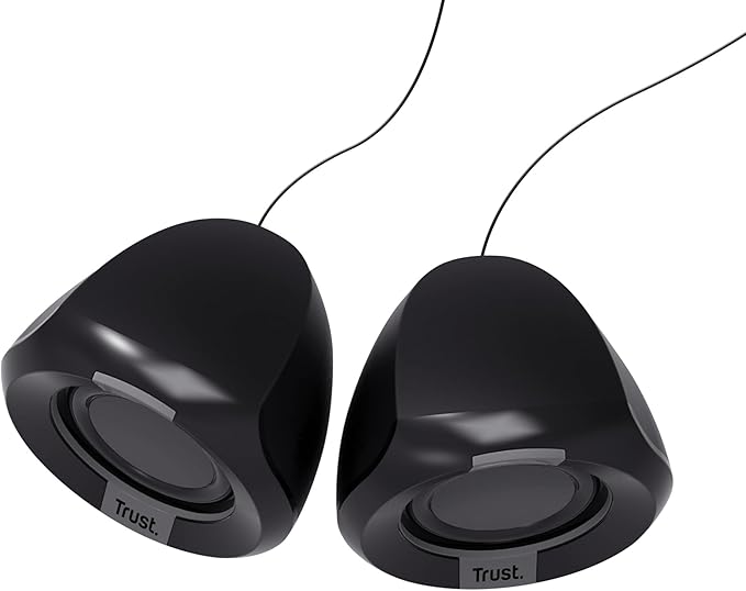 Trust Polo Small PC Speaker 2.0 8 W (4 W RMS) Compact Speaker Set USB Operated Speaker Set Integrated Control AUX 3.5 mm PC Boxes Computer Laptop Black