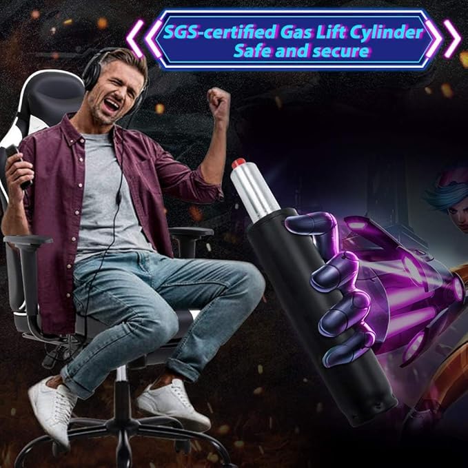 Gaming Chair with Footrest and Lumbar Support Height Adjustable Reclining 360 Swivel for Adults White