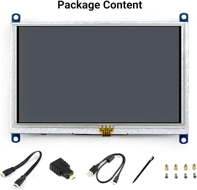 waveshare 5 Inch Resistive Touch Screen LCD(B) 800X480 High Resolution HDMI USB Interface for Raspberry Pi/Banana Pi Mainboard/Raspberry Pi 3 Model B/3B+