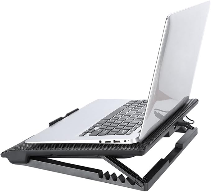 Laptop Cooler USB 6 Fans Cooling Pad Base with Blue LEDs Angle Mounts Stand with Ergonomic Design Super Quiet and Wind Speed