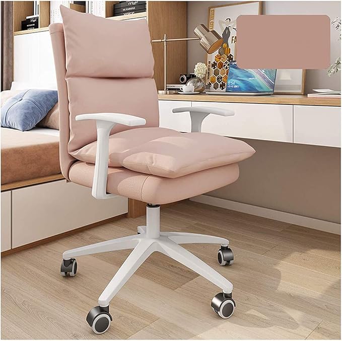 Computer Chair Home Backrest Lazy Leisure and Comfortable Swivel Chair with Wheels and Armrest Ergonomic Dormitory College Student Gaming Chair Desk Seat