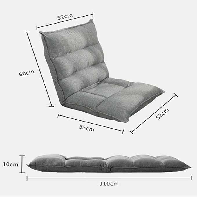 Floor ChairGaming Chairs with Back SupportAdjustable 14-PositionFloor Cushioned Seat Ergonomic ChairLiving Room ReclinerLazy Sofa Lounge for Reading Meditating Watching TV (Grey)