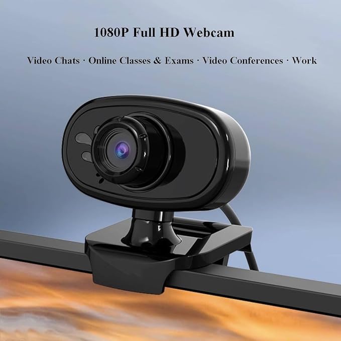 GIZNXBA 1080p Webcam for PC USB Webcam with Noise-Canceling Microphone Automatic Light Correction Technology Seamless Plug-and-Play Setup for Desktop Laptop Meeting